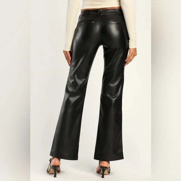 🌟FREE PEOPLE Love Language Black Vegan Leather Low-Rise Pants-Sizes 8 & 10 - Picture 4 of 15